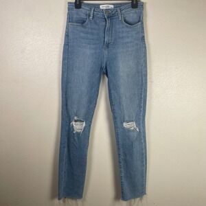 Just Black Denim Womens High Rise Skinny Jeans Light Wash Distressed 27